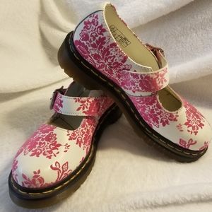 Doc martens white and punk flocked mary janes